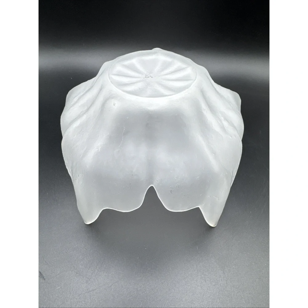 Viking‎ Epic Lotus Blossom Bowl White Frost Vintage Glass MCM Mid Century Modern